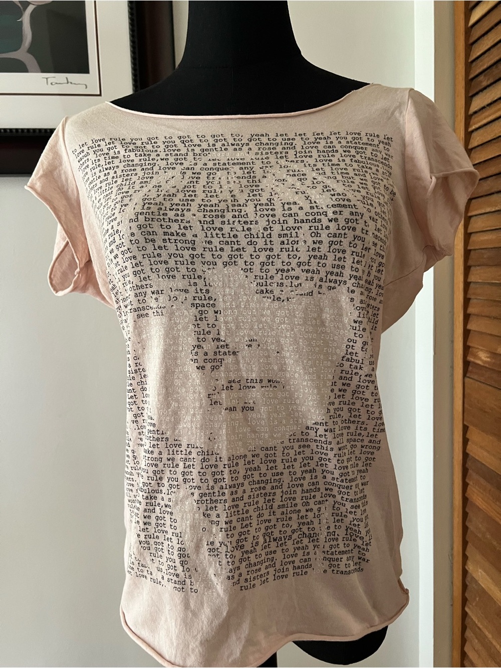 Women's Pink Text-Print Short Sleeve Tee